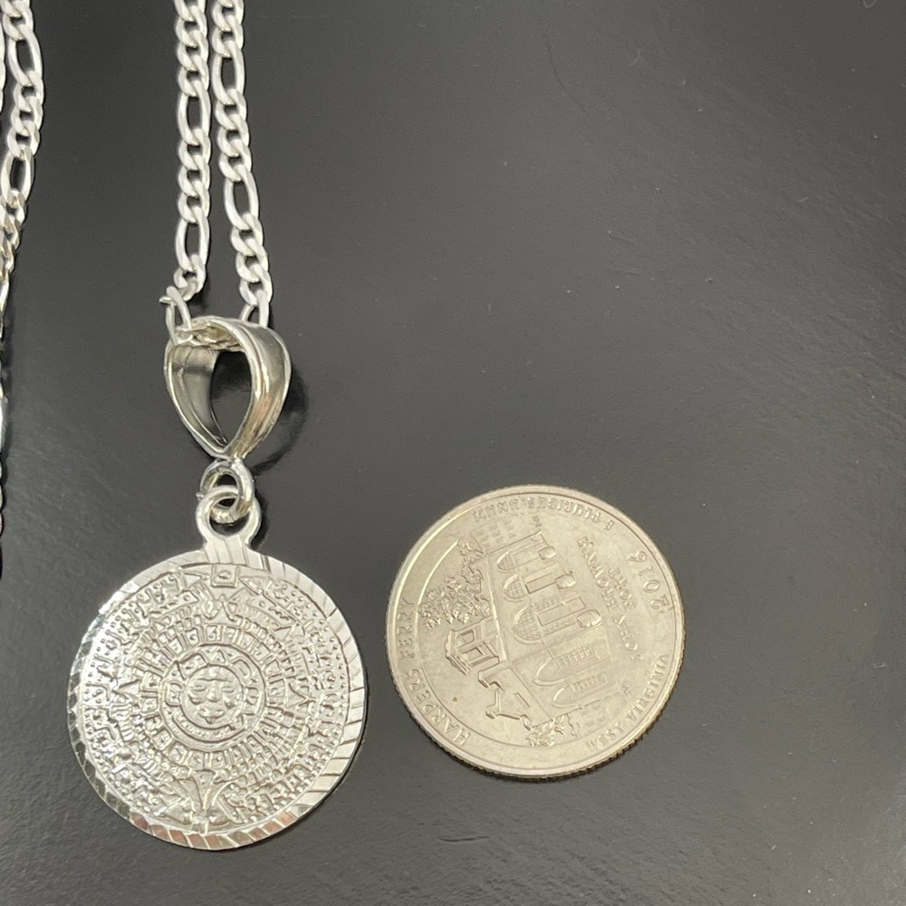 Solid 925 Mexican Silver Aztec Mayan Calendar Pen… - image 4